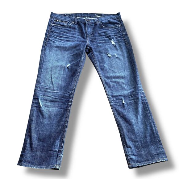 William Rast Jeans Boy Taper with Attitude Sz 32 Dark Wash Distressed Low Rise - Picture 8 of 12